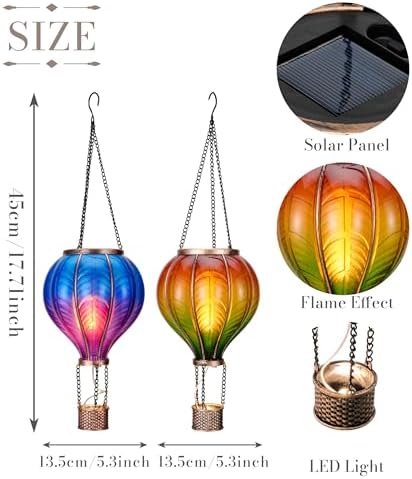 TERESA'S COLLECTIONS 2 Pack Hot Air Balloon Solar Lanterns, 17.7 Inch - Image 4