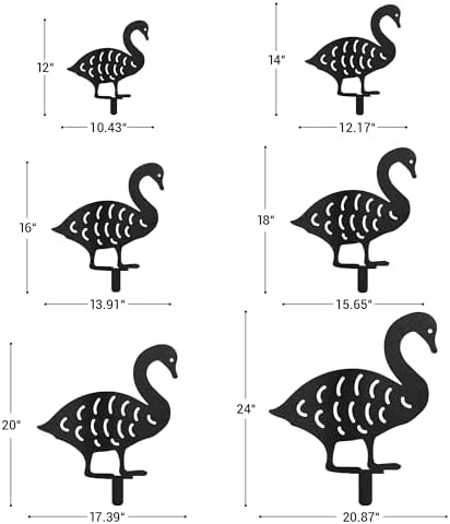 Swan Metal Garden Stake Decorative, Elegant Bird Design Silhouette Statues for Yard Art, Outside, Patio, Outdoor Decor, Garden Decorations, Lawn Ornaments - 14" Black - Image 6