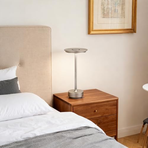 UdoUto 2-Pack Cordless Table Lamps Rechargeable, Silver - Image 2