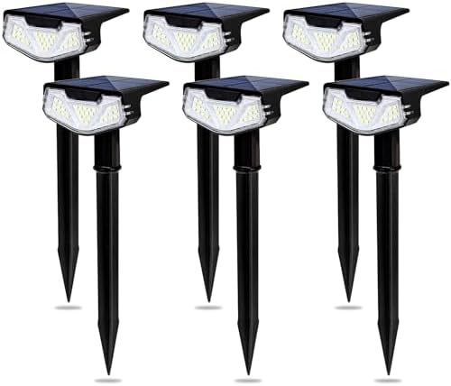 Solar Spot Lights Outdoor IP65 Waterproof, 6000K 3 Modes 1000lm Bright Stake Lights for Yard Garden House Garage Pathway (6Pack, 15Hrs Runtime) by QQARORSUN