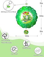 Frog Wind Spinners Outdoor Garden Decor for Outside - 12 Inch 3D Stainless Steel Metal Wind Spinners - Frog Gardening Gifts for Women, Yard Decorations Outdoor Hanging Decor - Image 3