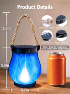 4 Pack Solar Lanterns Outdoor Waterproof Blue Solar Halloween Flame Lights - Image 3