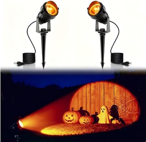 L LOHAS LED Orange Halloween Lights Outdoor Spotlight Dusk to Dawn Plug in by LLOHASLED