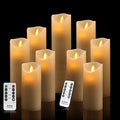 antizer Flameless Candles Set of 9 Ivory Dripless Real Wax Pillars Include Realistic Dancing LED Flames and 10-Key Remote Control with 24-Hour Timer Function 400+ Hours By 2 AA Batteries by Antizer