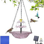 Solar Cascade Hanging Bird Bath Fountain Solar Powered Birdbath Water Fountain Pumps Dispenser Outdoors Decor Hummingbird Bath Shower Bowl Kit Garden Gift Yard Patio Backyard Decoration (Purple) by Unknown