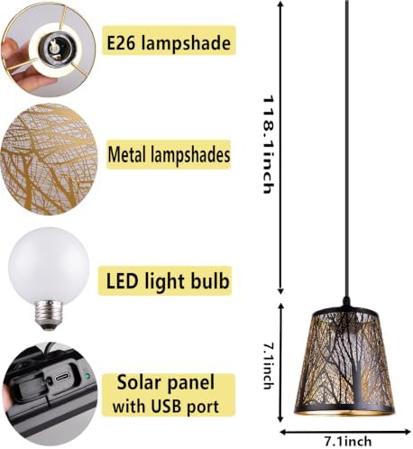 Solar Hanging Chandelier, Outdoor Light with Remote Control - Image 4