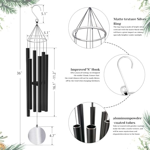 ASTARIN 36in Memorial Wind Chimes, Christmas Wind Chimes for Outdoors - Image 3