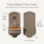 Bumilgar Wall Mounted Water Fountain, European-Style Rustic Grey Beige - Image 5