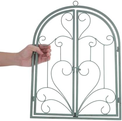 FONDOTIN Faux Window Frame Wall Decor 18.34X13.81In Iron Art Rustic Frame for Garden Patio and Indoor Entryway Farmhouse Wall Art Vintage Decorative Window Pane - Image 6