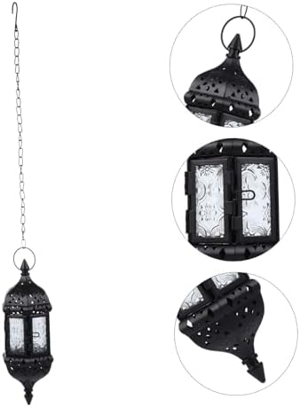 Moroccan Style Hanging Candle Holder with Glass and Iron Golden - Image 2