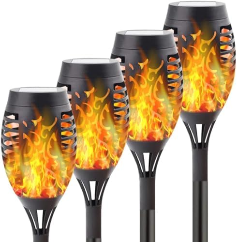 XIHAMA Solar Garden Flame Light - Waterproof Outdoor Solar LED Dancing Flame Torch, Flickering Torch for Garden Decoration, Lawn Path, Yard and Patio Light (4 Pack) by XIHAMA