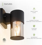 ASD Smoky Glass Outdoor Wall Lights - 60W 120V E26 Base ETL Exterior Lighting Fixtures, LED/CFL/Incandescent Bulb Outdoor Lights for House, Waterproof Patio Wall Sconces & Porch Décor - Image 3