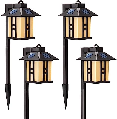 GIGALUMI Japanese Decor Solar Lights for Outside, Pathway Lights 4 Pack - Lawn/Patio/Yard/Walkway/Driveway Decoration by GIGALUMI