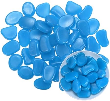 M METERXITY 50-Pack Glow in The Dark Rocks, 1.77" Resin Outdoor Garden Decorations Luminous Pebbles Stones for Garden Plants/Aquarium/Backyard Path, Aquarium Gravel [Dark Blue] by MMETERXITY