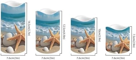 Beach Shells Flameless Candle Set of 4 with Remote Control and Timer Battery Operated Candles Waterproof Flickering Realistic LED Candle Suitable for Outdoor Seaside Proposal - Image 2