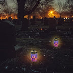 Poceacles Halloween Solar Candle Cemetery Solar Lights for Grave LED Garden Flameless Powered Pathway Lights Outdoor Waterproof with Dusk to Dawn Sensor, Pumpkin Violet, Set of 4 - Image 4