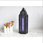 YYDS Candlestick Vintage Outdoor Candlestick Decorative Hanging Lantern Glass Metal Candlestick Holders Moroccan Lanterns Candle Holder Candlestick Holder (Color : Purple) - Image 6