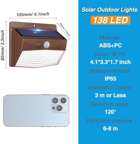 Peasur 8 Pack Solar Motion Sensor Lights Outdoor Waterproof with 3 Modes - Image 5