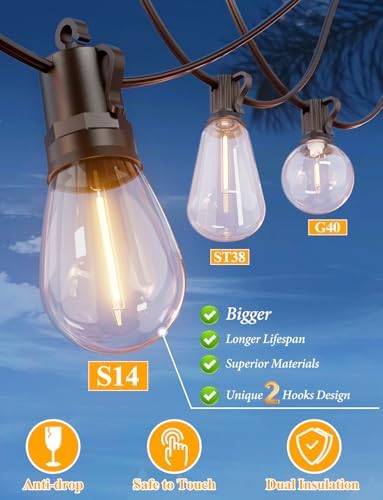 Brightever 120FT LED Outdoor String Lights for Patio Decor - Image 2
