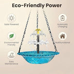 Solar Cascade Hanging Bird Bath Fountain, 3 Layers Hanging Solar Bird Bath Fountain, Large Humming Birds Baths Fountains, Solar Powered Pump for Outdoor Garden Backyard Patio Lawn (D) - Image 5
