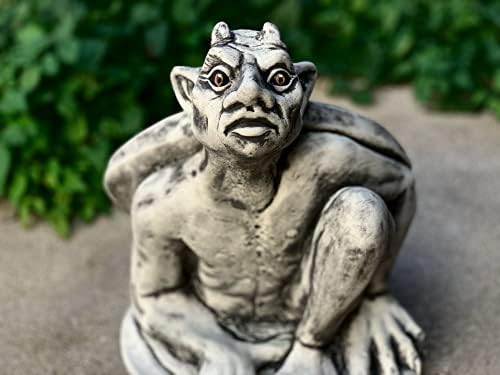 Large gothic gremlin Gargoyle figure outdoor Concrete antique decoration Sitting gargoyle statue French grotesque garden ornament Cast stone Guardian Gargoyle Statue Concrete Gargoyle Winged Creature - Image 2