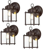 Outdoor Wall Light Fixture, Metal Glass, Bronze, 4 Pack by KumtinSmart