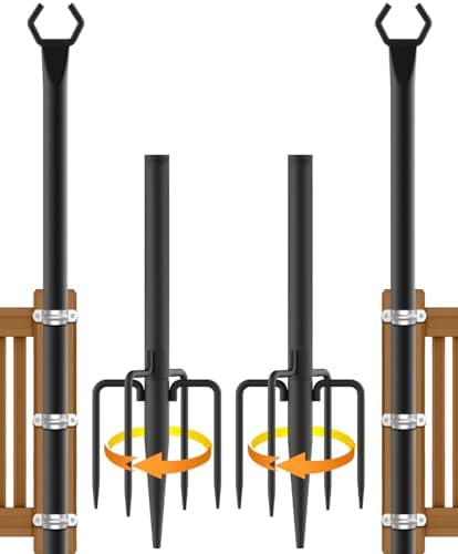 NUERPO String Light Poles,Metal Poles for Hanging Outdoor Light Strings, Light Poles Stand for Outside Garden,Patio,Wedding,Backyard,Deck,Party (2 Pack 10 FT Light Poles) by NUERPO