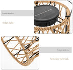 Rattan Woven Solar Outdoor Lantern with Handle for Porch Garden - Image 3