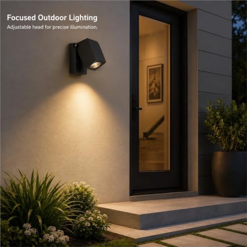 Modern Outdoor Wall Sconce, 90° Pivoting Aluminum Cube LED Spotlight - Image 5