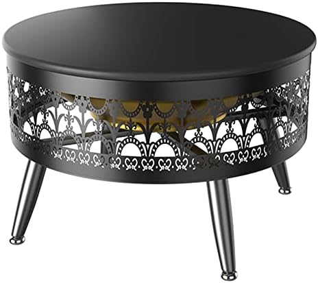 LXLZYXSF Outside Fire Pit Bowl with Table Top, Living Room Coffee Table, Wood Burning Fire Basin for Camping, BBQ, Travel, Bonfire Party, Picnic (Color : Deep Coffee, Size : 52.5cm/20.6inch Wide) by LXLZYXSF