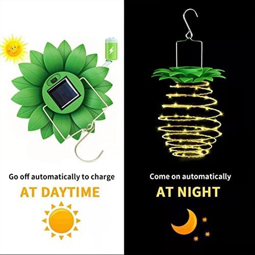 4 Pack Solar Pineapple Lights 60LED Waterproof Outdoor Hanging Funny Lights - Image 2