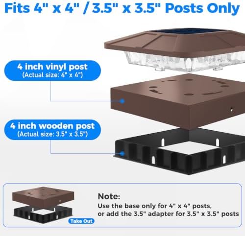 Peasur 12 Packs 4x4 Brown Solar Post Cap Lights with 3 Lighting Modes - Image 5