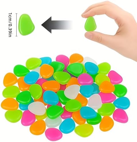2026 New 300Pcs Glow in The Dark Garden Rocks, Glow At Night Pebbles, Colorful Glow-in-The-Dark Garden Stones, for Outdoor Fish Tank Rocks Aquarium Gravel Luminous Stones (Mixed, 300 Pcs) - Image 7