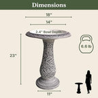 Pedestal Birdbath with Solar Fountain, Resin Stone Composite Outdoor Garden Decor, Standing Bird Bath for Outside Patio Yard, 23-Inch Tall, Garden Fountain, Resin Bird Baths, Hummingbird Bowl - Image 6