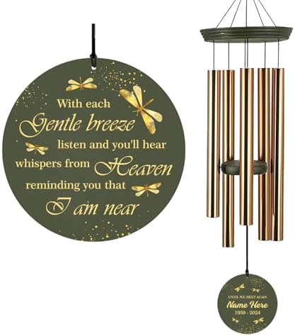 Personalized Sympathy Dragonfly Wind Chimes Memorial Gifts by ExtrabilyOfficial