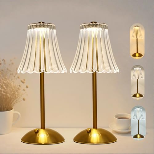 2 Pcs Cordless Rechargeable Table Lamp, Touch Dimming, 3 Color Modes by Unknown