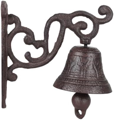 Decorative Bell, Cast Iron Dinner Bell with Clear Sound, Retro Hanging Bells for Farmhouse Garden Outside Decor by Unknown