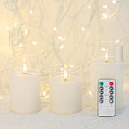 Clear Glass 3-Pack Flameless LED Pillar Candles with Remote - Image 4