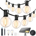 Yusist 100FT Solar String Lights Outdoor Waterproof with Remote, G40 Solar Powered String Lights with 30+2 LED Shatterproof Bulbs, Dimmable Solar Patio Hanging Lights for Outside Backyard Party by Yusist