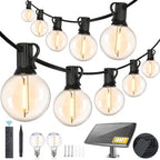 Yusist 100FT Solar String Lights Outdoor Waterproof with Remote, G40 Solar Powered String Lights with 30+2 LED Shatterproof Bulbs, Dimmable Solar Patio Hanging Lights for Outside Backyard Party by Yusist