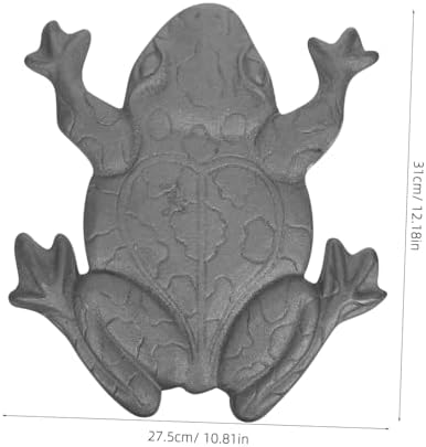 GALPADA Solid Cast Iron Frog Stepping Stone Garden Decorative Statue Frog Sculpture Outdoor Stepping Stone - Image 2