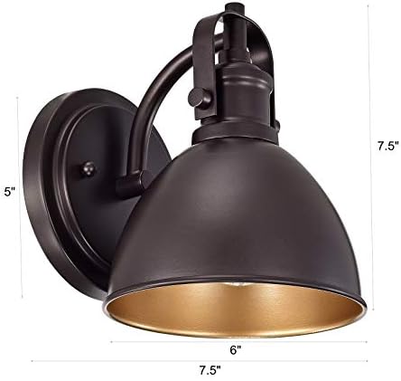 Oil Rubbed Bronze Gooseneck Wall Sconce, 7.5" Rustic Farmhouse Vanity Light, Barn Light Fixture for Bathroom, Bedroom, Garage, Porch, and Entryway - Image 2