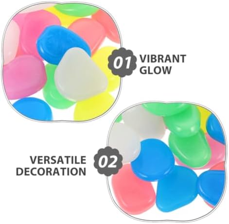 NUOBESTY Pebbles 4.5cm Resin 55pcs Glow in Dark, for Garden and Aquarium - Image 3