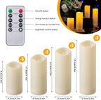 12-Pack Flameless LED Candles with Remote & Timer, 4 Sizes (3.9" to 6.9"), Waterproof Outdoor Pillar Candles, Realistic Flame & Steady Light Modes for Wedding, Patio, Party - Image 3
