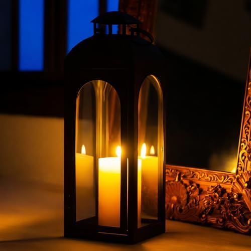 Bdor 20 Inch Outdoor Indoor Lantern Decor Black Metal Candle Lantern 1 Pack - Image 2