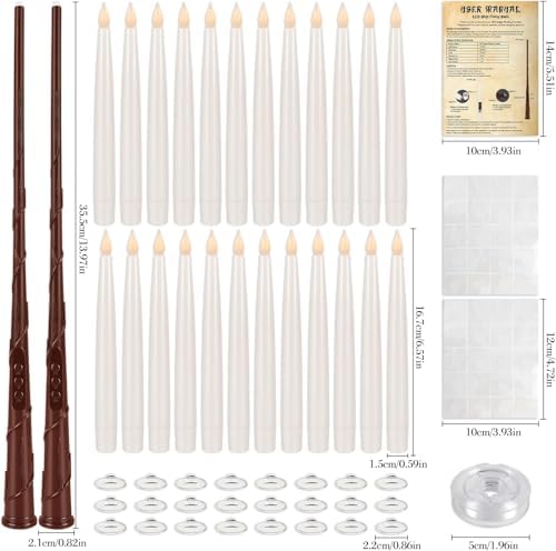 Enpornk 36 Pcs Halloween LED Magic Hanging Floating Candles, Taper Flickering Flameless with 2 Magic Wands - Candle Set for Halloween, Christmas, Weddings, Birthdays & Fantasy Ambiance - Image 5