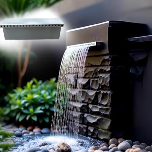 Stainless Steel Outdoor Waterfall Fountain - Wall-Mounted Garden Feature for Patio Decoration, Tranquil Water Display, Modern Landscape Accent by Unknown