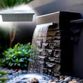 Stainless Steel Outdoor Waterfall Fountain - Modern Wall Feature for Garden & Patio Decoration, Tranquil Water Sound, Durable & Stylish Garden Accent by Unknown