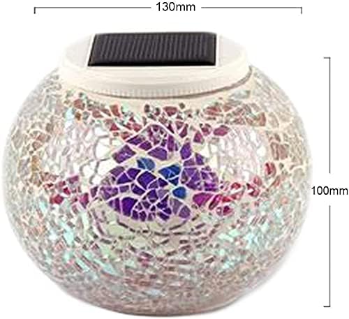 Solar Outdoor Table Lamp, Solar Powered Mosaic Glass Ball Garden Lights Waterproof Color Changing Mood Night Lights (Q) - Image 3