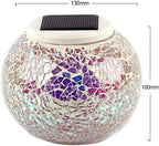 Solar Outdoor Table Lamp, Solar Powered Mosaic Glass Ball Garden Lights Waterproof Color Changing Mood Night Lights (Q) - Image 3